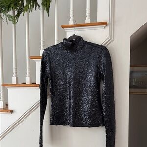 Polo Sequin Turtleneck Top